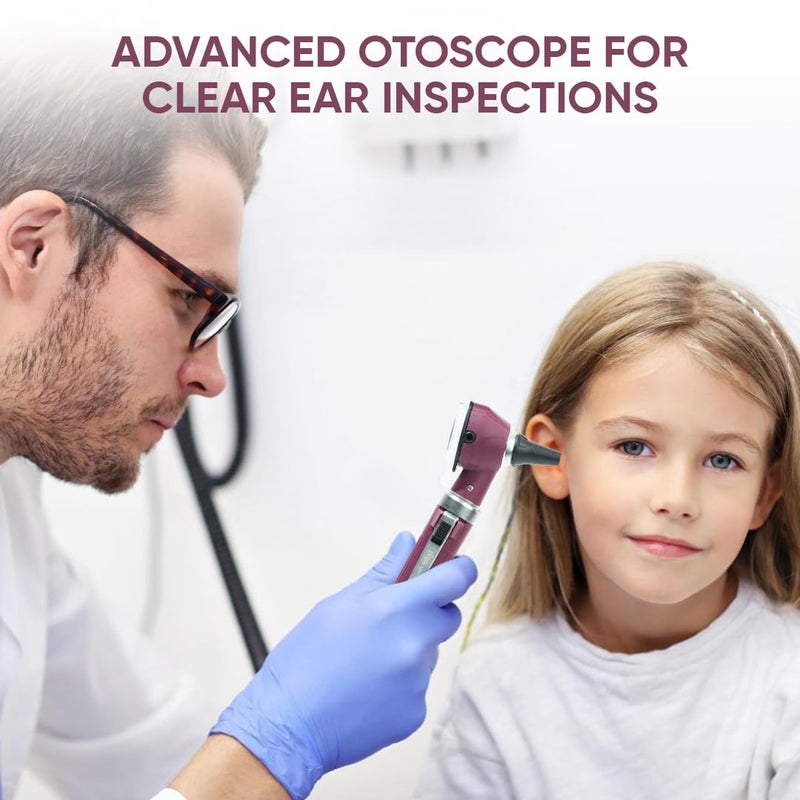MeddSight Otoscope with Light, Fibre Optic Ear Scope for Kids & Adults, 3X Zoom Magnifying Glass, LED Ear Infection Checker with 10 Disposable Specula, Nylon Case, 6 Colors Medical Grade(Maroon Color) - Image 3
